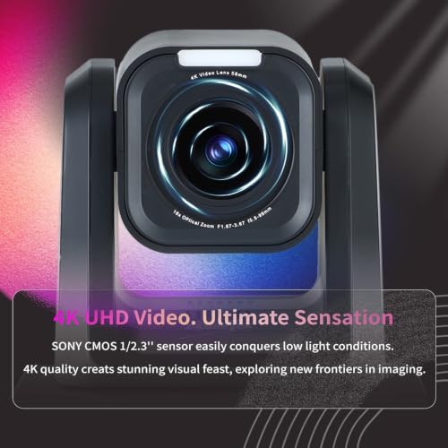 zowietek Caméra PTZ 4K (Native NDI|HX3), ZowiePTZ, télécommande Ergo-Ease, gestionnaire d'applications ZowieX, optique 25X + zoom numérique 12x, noir, SDI/HDMI/USB, RTSP/RTMP(s)/SRT Stream, réunion