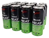 Celsius Heat Carbonated Thermogenic Pre-Workout for an Accelerated Metabolism and Healthy Energy 12/16oz Cans (Cherry Lime)