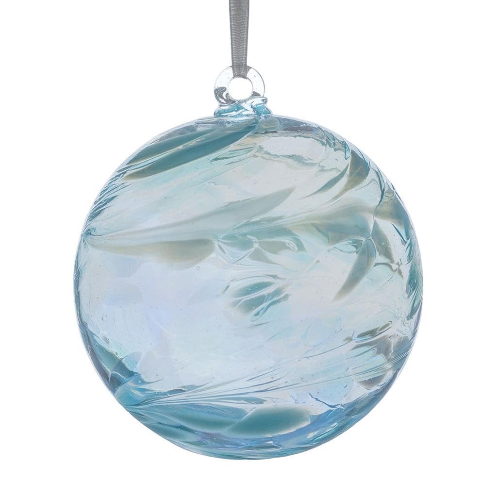 Handmade Hanging Glass Friendship Ball – 10cm Aquamarine – Unique Gift for Her – Special Occasion Décor – Decorative Ornament