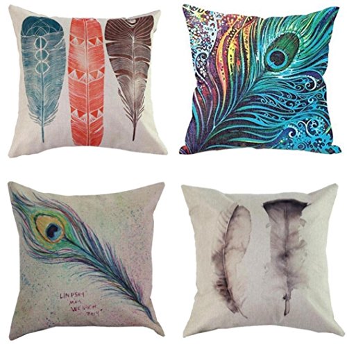 Ikevan Peacock Sofa Bed Home Decor Pillow Case Cushion Cover(17" x 17") (01) - Thumbnail 2