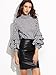 SheIn Women's Plaid High Neck Billow Sleeve Top Blouse - Black Large