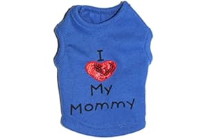 PETALL Dog Shirts Slogan Vest I Love My Daddy/Mommy Cute Heart T-Shirt Clothes for Chiuahaha Poodle Teacup Shihtzu Yorkie Bulldog Small Puppy Costume