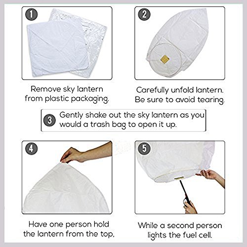 Just Artifacts 20pcs ECO Wire-Free Flying Chinese Sky Lanterns (Set of 20, Eclipse, White) - 100% Biodegradable, Environmentally Friendly Lanterns!