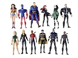 Set of 12 DC Comics Super Hero Young Justice Action Figures Featuring Superman, Wonder Woman, Robin, Cheshire, Sportsmaster, Aqulad, Black Canary, Micron, Whisper and Other Young Justice Members
