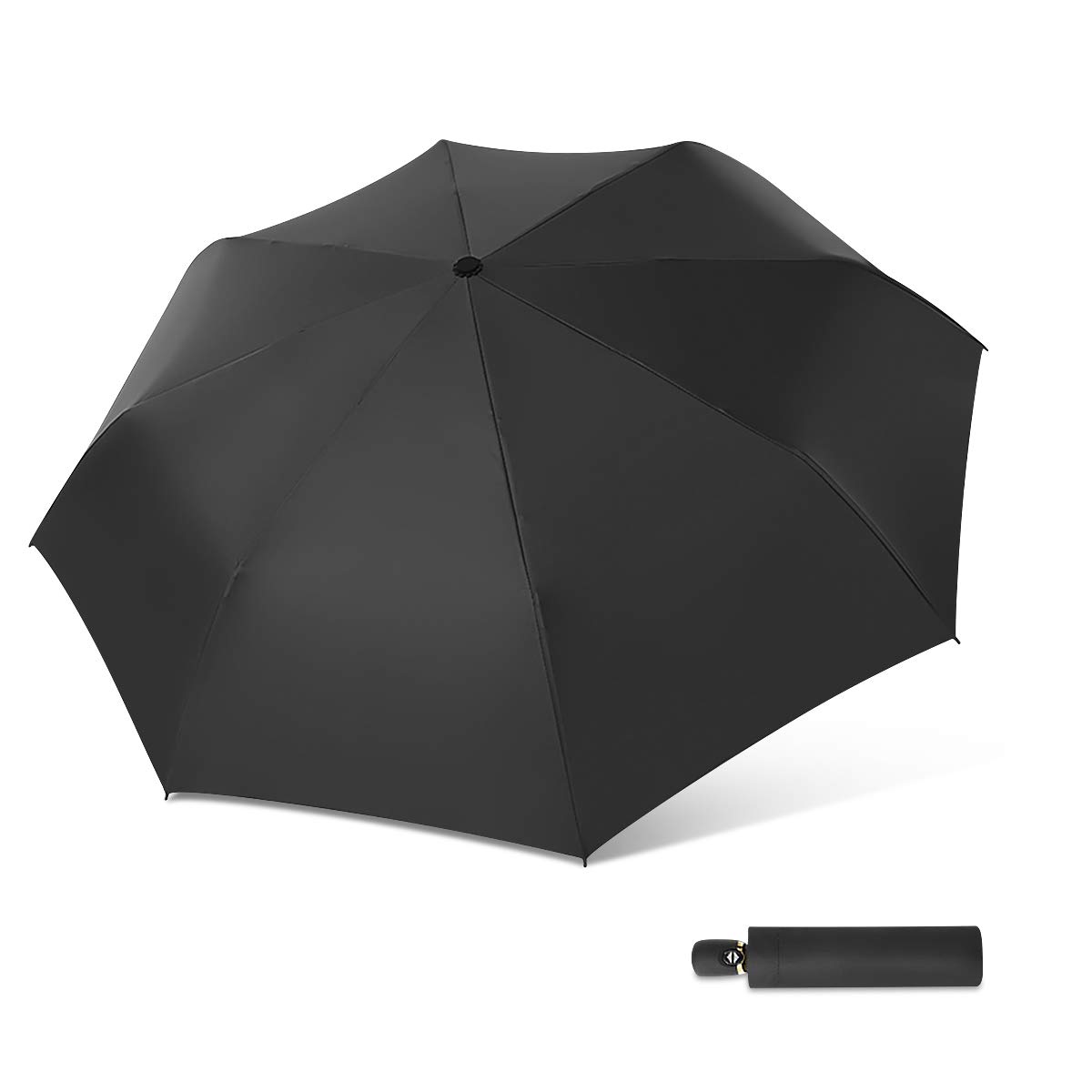 DORRISO Automatic Umbrella for Women, Compact Travel Umbrella Auto Open Close, Windproof & Sun Protection, Lightweight Folding Comfortable Design fit Car/Backpack Black