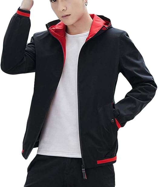 Amazon Beibang バイバン ジャケット メンズ 長袖 アウター 切り替え ブルゾン ジャンパー 韓国ファッション ゆったり 着痩せ フード付け 春物 黒 コート ジャケット 通販