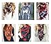 QIXING Plaid Blanket Thick Winter Scarf Tartan Chunky Wrap Oversized Shawl Cape White Blue