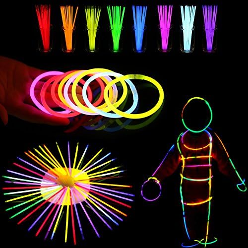 Fanlisi 100PCS 8'' Glow Sticks Party Pack,Light Up Toys,Party Favors Supplies, Glow Sticks for Kids and Adults