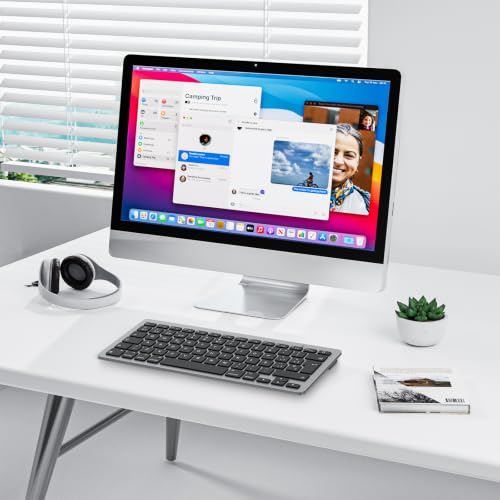 OMOTON Bluetooth Keyboard for Mac Wireless Keyboard for Apple MacBook Pro 13 14 16/ Air/Mini, iMac, iMac Pro, Mini, QWERTY Spanish Layout, 2*AAA Battery, Specific Design for Mac, Grey