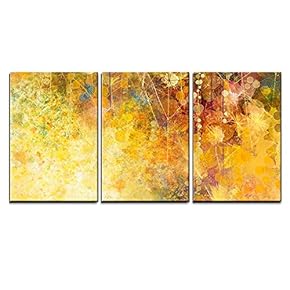 3 Piece Canvas Wall Art - Abstract Watercolor Painting, White Flowers and Soft Color Leaves - Modern Home Art Stretched and Framed Ready to Hang - 16"x24"x3 Panels