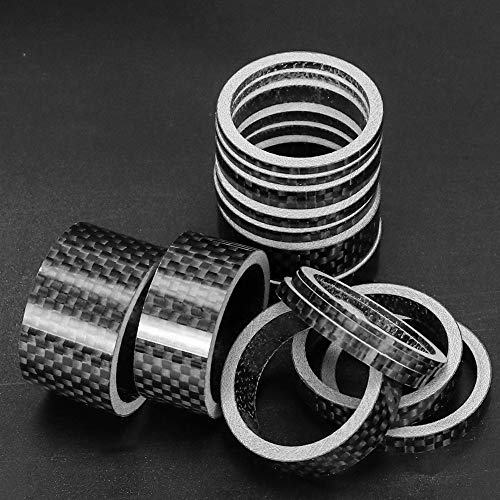 Dreamtop 15 Pcs Bike Carbon Fiber Headset Spacer Bicycle Stem Spacer Kit 1-1/8" for Mountain Bike Road Bikes,1/2/3/5/10/15/20mm, 7 Sizes