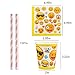Betheaces Emoticon Party Supplies 107 Piece Birthday Decorations Emoticon Paper Plates for Kids Boy Girl Disposable Tableware Cake Topper Set, Napkins, Banner, Serves 20