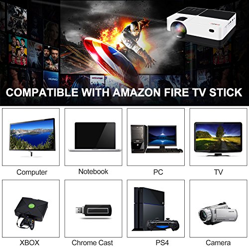 image for GEARGO Video Projector, 2800 Lumens HD Portable Projector with 185” 