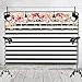 Qian Photography Backdrops Black White Stripe Background Pink Rose Flower Birthday Party Wedding Photo Studio Booth 9x6FT