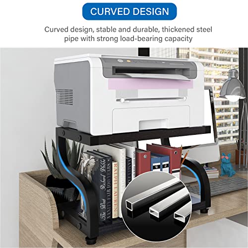 PUNCIA 2 Tiers Wood Black Home Office Desktop Printer Stand Laser