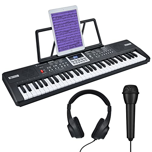 Starfavor 61 Key Kids Electric Keyboard Electronic Piano Small-Sized-Key for Child Beginner, with Power Supply, Built In Speakers, LED Screen, Microphone, Headphone (SEK-361)
