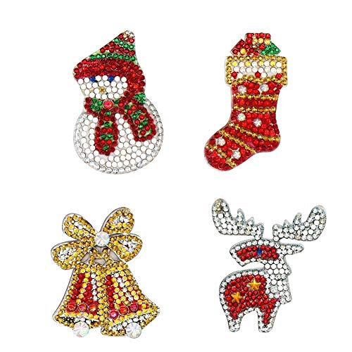 DIY Diamond Painting Keychain Christmas Gift Key Ring Full Drill Mosaic Making Diamond Painting Pendant for Art Craft Key Ring Phone Charm Bag Decor(4 Pack) - Thumbnail 7