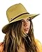NYFASHION101 Teardrop Dent Braided Trim Casual Panama Fedora Sun Hat, Dark Natural