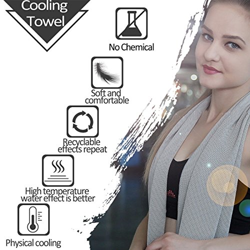 RiptGear Instant Cooling Towel - Ultra Thin Lightweight Design for Fitness and Exercise, Gym, Yoga, Sports, Pilates, Travel, Running and Hiking - Gray