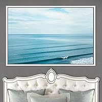 Framed Canvas Wall Art Coastal Freedom Aerial Beach Beach Coastal Cool Minimalism Multicolor Photography Relax/Calm - 16x24 inches