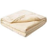 Plush Velvet Fleece Bed Blanket, Lightweight Queen Size Blanket, Soft Fuzzy Cozy Blanket for Couch (Cream Yellow, Twin)