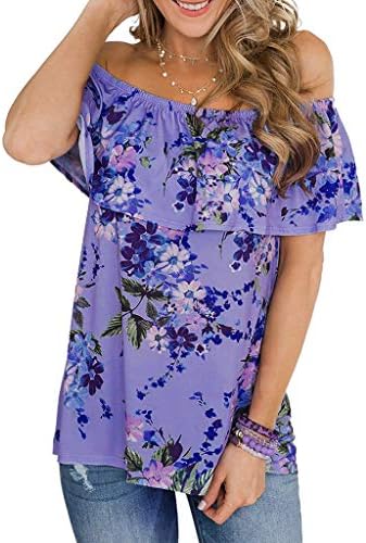 Snowlily Blouse,Fashion Off Shoulder Floral Print Top Loose Casual Shirts Casual Office Blouse Womens
