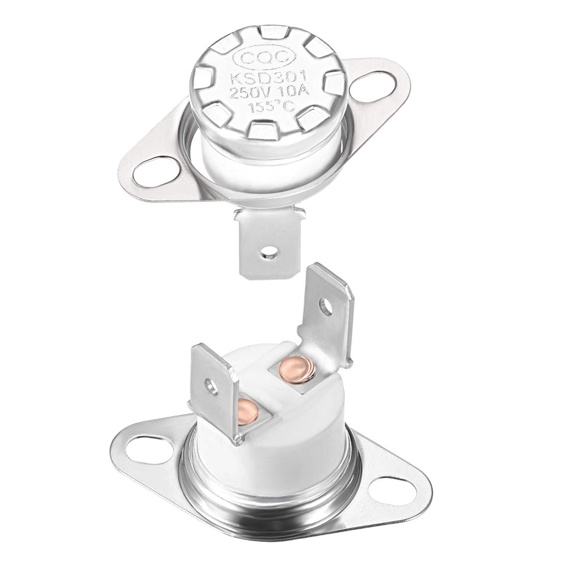 sourcing map KSD301 Thermostat 155°C/311°F 10A Normally Closed N.C Adjust Snap Disc Temperature Switch for Microwaves,Oven,Coffee Maker 2pcs,Ceramic Material