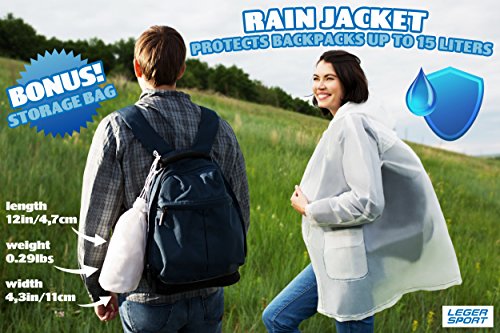 image for Leger sport Durable EVA The Best Rain Poncho Unisex Men Women - Reusab
