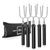 Premium Marshmallow Roasting Sticks | Long 34 Inch Telescoping Stainless Steel Forks | Set of 5 | Kids Safe | S'mores Skewers for Fire Pits, Campfires, and Bonfires | 100% Satisfaction