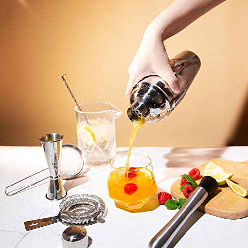 Edelstahl Cocktail Shaker Bar Set Cocktail Zubehör in Geschenkbox mit 750ml Martini Cocktail Shaker, Hawthorne Barsieb… – Bild 6