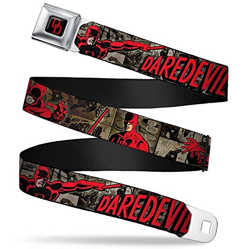 Buckle-Down Seatbelt Belt - DAREDEVIL Action Poses/Comic Panels Grays/Red - 1.5