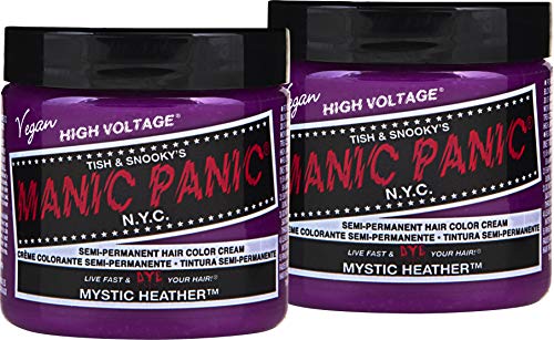 Manic Panic Mystic Heather Hair Color Cream (2-Pack) Classic High Voltage Semi-Permanent Hair Dye - Vivid, Pink Shade - For Dark, Light Hair - Vegan, PPD & Ammonia-Free - Ready-to-Use, No-Mix Coloring