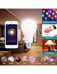 Bombilla LED inteligente A21 por 3Stone, WiFi App controlado UL listed, regulable blanco cálido y RGB colores equivalentes a 65 W, funciona perfectamente con  Alexa  Assistant IFTTT, HM0004, 10.00watts, 120.00 volts