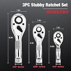WORKPRO 3-Piece Stubby Ratchet Set, Quick Release