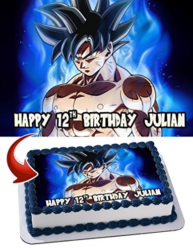 Dragon Ball Super Goku Ultra Instinct Edible Cake Topper Personalized Birthday 1/4 Sheet Decoration Custom Sheet Party Birthday on Wafer Rice Paper