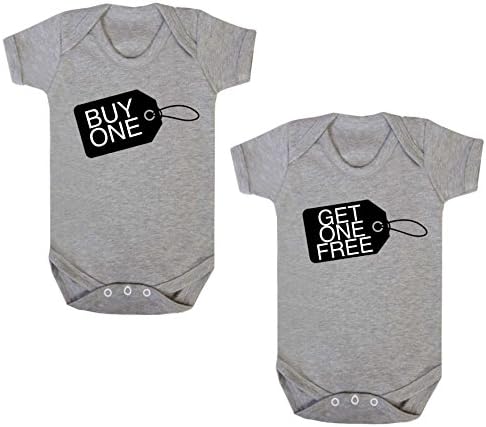 TWINS Buy one get one free baby vest babygrow 2 pack set (0-3 months, GREY)