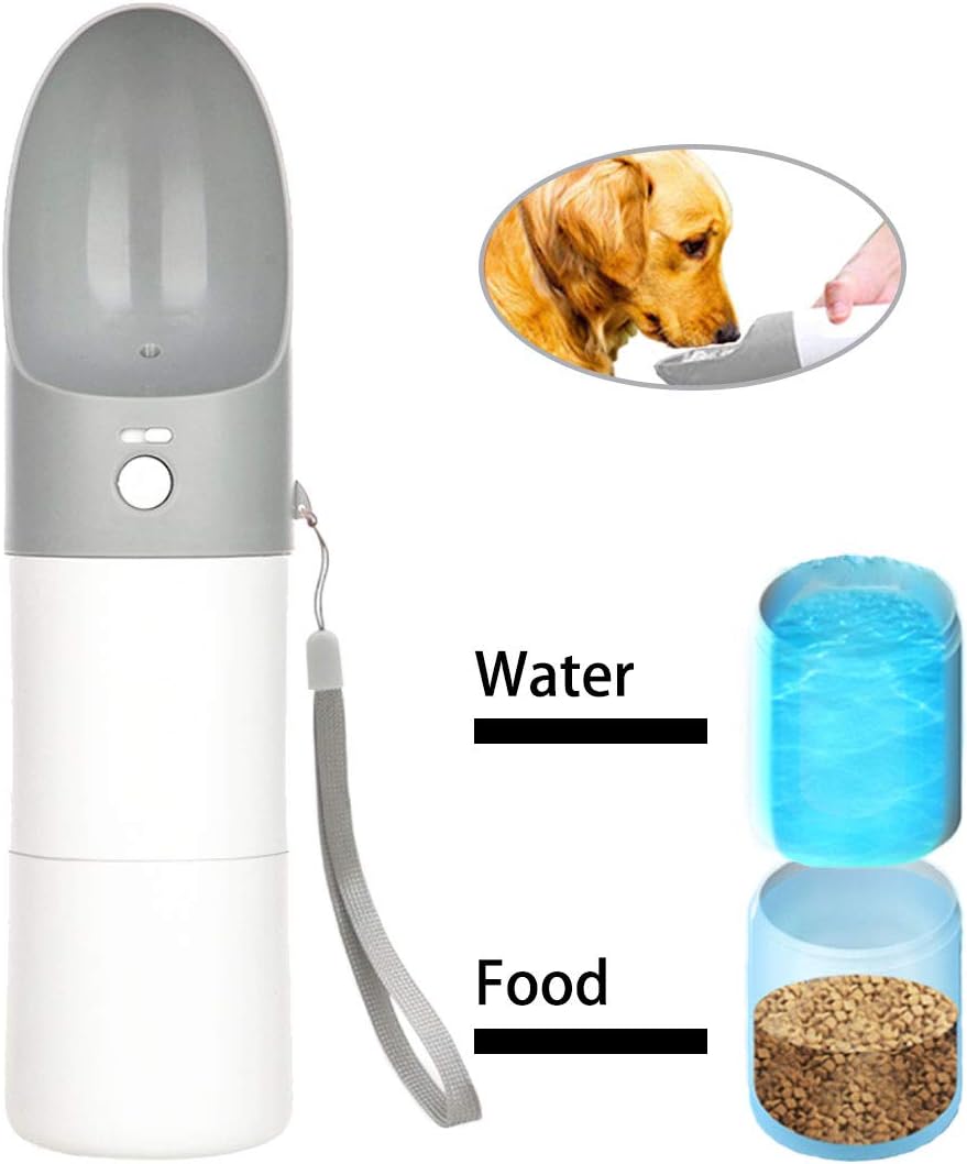 Dog Water Bottle for Walking, Durable Double Layer Animal Travel Drinking Water Bottle Bowl Dispenser and Food Container,Portable Water Bottle for Pet