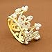 JANOU Mini Crown Cake Topper Crystal Pearl Tiara Children Hair Ornaments for Wedding Birthday Party Cake Decoration (Gold)