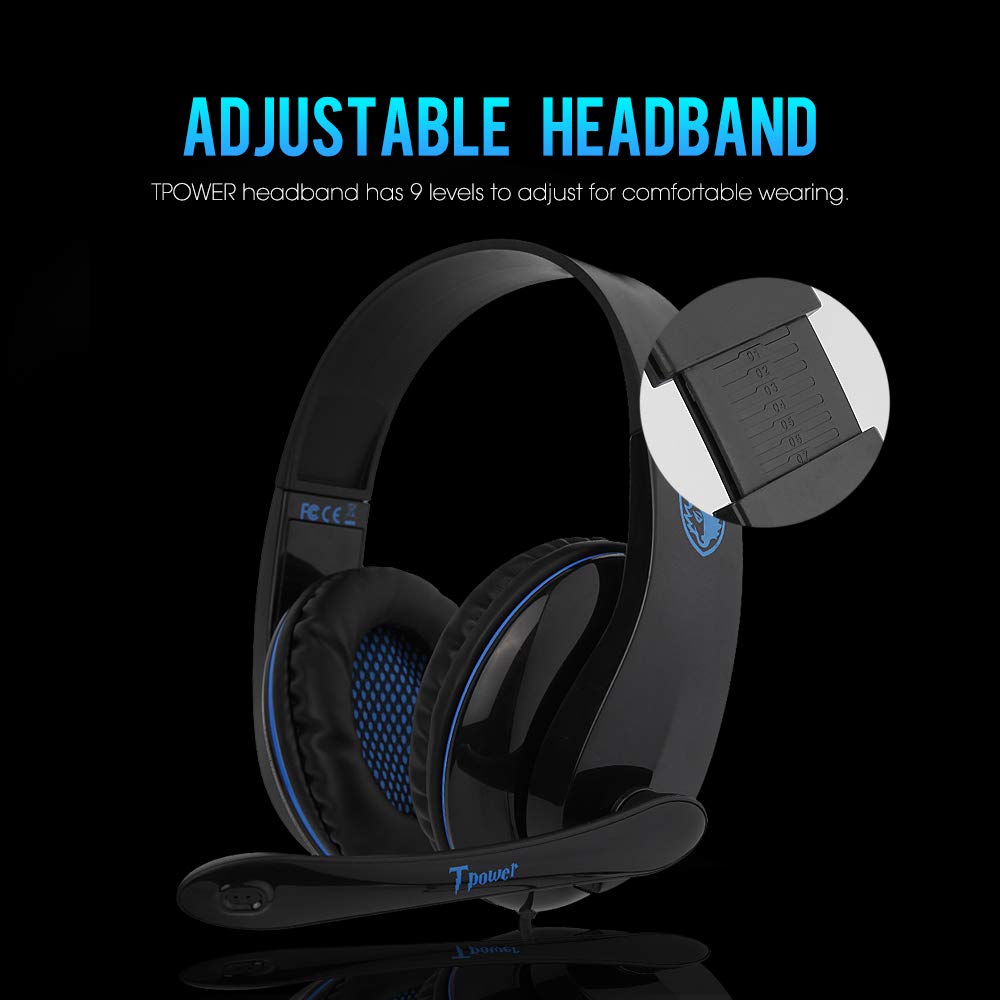 SADES Computer Gaming Headset TPOWER Stereo Headphones with Noise Isolating Microphone,Entry-Leve Over-Ear Earphones with 3.5mm Nickel-Plated Jack and Adjustable Headband for PC Mac Windows Gamers