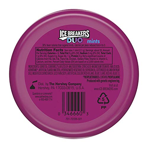 Ice Breakers Duo Raspberry & Grape Sugar Free Mints (Pack of 12) by