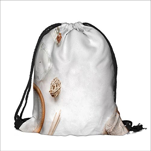 wanranhome Print Drawstring Backpack spa composition for body care on white background top view mock up 333 Rucksack Shoulder Bags(11.8W x 15.3L INCH)