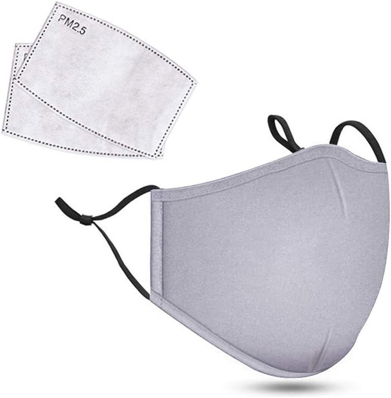 Peoplelovea Washable Face Cover with 2 Pcs Replaceable Carbon Filter, Cotton Mouth Protective Anti-Dust Facial Cover Reusable Windproof for Outdoor Ski Cycling Camping Running