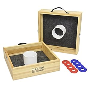 GoSports Premium Birch Wood Washer Toss Game – Portable Set Includes 2 Targets and 8 Washers