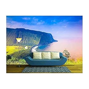Waipio Valley Lookout on Big Island, Hawaii - Removable Wall Mural | Self-Adhesive Large Wallpaper - 66x96 inches