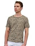 Allegra K Men Short Sleeve Round Neck Leopard Print T Shirt