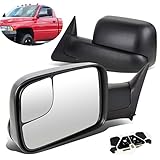 SCITOO Driver and Passenger Manual Side Tow Mirrors 7x10 Flip-Up with Mounting Brackets Replacement fit Dodge Pickup Truck 55156335AD 55156334AD