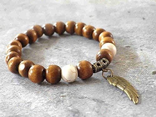 Miss Chichi chic bracelet man in light wood with wing-shaped pendant