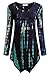 Sixother Womens Tie Dye Tunics Long Sleeve Hankerchief Hemline Tops Fall Shirts Blue Green