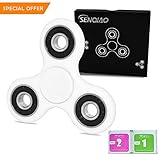 SENQIAO Tri Fidget Hand EDC Finger Spinner Toy Stress Reducer with Premier Ceramic bearing For ADD, ADHD, Anxiety, and Autism Adult Children (White)