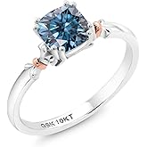Gem Stone King 925 Sterling Silver and 10K Yellow Gold 6MM Cushion Cut Gemstone Birthstone Engagement Ring | Wedding Anniversary Promise Ring For Women | Available In Size 5, 6, 7, 8, 9